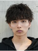 福岡天神つよめシャドウパーマメンズマッシュウルフカット強め