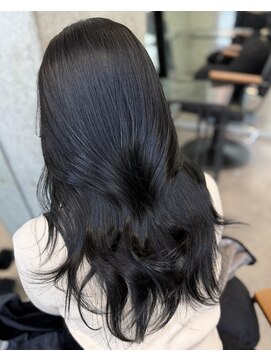 ルート 南堀江(route) オフブラック/髪質改善/艶髪/縮毛矯正/前髪カット/南堀江