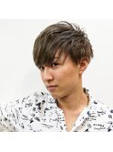 束感メンズマッシュショート×ブロンドグレージュ