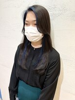 アジールヘア 池袋東口店(agir hair)&nbsp;20代30代ネイビーブルーインナーカラーイヤリングカラー池袋