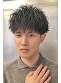 刈り上げセンターパートフェザーパーマサーフカールs
