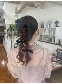 ヘアアレンジ/ツイン編みおろし/ポニーテール/ちさき