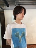 メンズボブウルフメンズミディアムレイヤーカットメンズウルフ