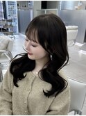 ぱっつん前髪 シースルー前髪 小顔 低めレイヤー 韓国ヘア
