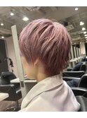 メンズマッシュ　ピンクカラー　ピンクベージュ　コーラルピンク