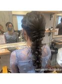 結婚式 お呼ばれパーティーヘア アップスタイル 編みおろし