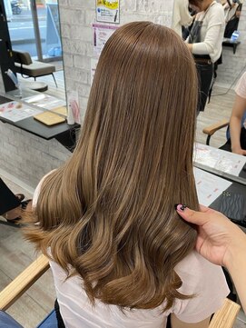 サロンジオ 本厚木(salon the O's) 黒髪/前髪パーマ/グレーベージュ/レイヤーロング/ダブルカラー