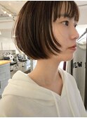 ミニボブ前髪ありボブ顔周りレイヤー