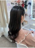 推し活 量産型 お呼ばれ 編み込みハーフツイン