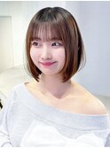 ミディアムボブショート韓国ヘアおくれ毛_F0777