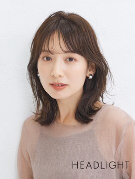 ミディアムレイヤーボブ×小顔×オリーブグレーブラウン/黒髪