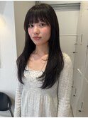 着物ヘア/ダークアッシュ/ミディアムレイヤーカット/名古屋名駅