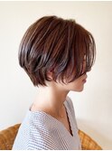 大人かわいい小顔前下がり丸みショートボブ