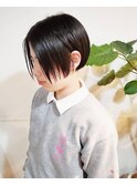 前下りボブ/メンズライク/アッシュブラック