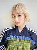 ハイトーンベージュカーシースルーショートボブショートミニボブ