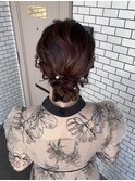 シニヨン アップスタイル パールピン 参列ヘア お呼ばれヘア