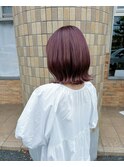 立体感ゆるふわウェーブボブ×透明感カシスブラウン艶カラー