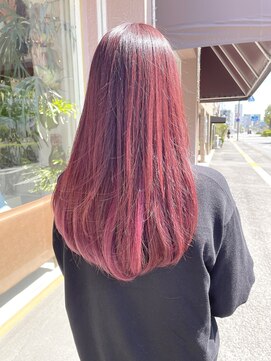 コンビネーション(combination) ダブルカラー　暖色カラー　レッドカラー　ピンクブラウン