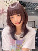暗めカラー顔周りレイヤーウルフカットおくれ毛_ba520601