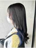 大人可愛いインナーカラー×暗髪◎ブルー