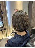50代/ハイライトボブ/グレージュ（仙台）