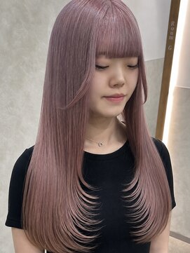 ジーナ 渋谷本店(Zina) 【 ホワイトピンク×レイヤーカット 】