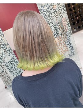 プライズ 錦糸町北口店(prize) 裾カラーレモンカラー切りっぱなしボブ錦糸町北口