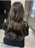 4524アッシュブラック髪質改善レイヤーロング艶髪ワンホンヘア