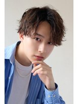 メンズカット バイ ソイクフ(メンズカット by SOY-KUFU)&nbsp;MEN'SHAIRアッシュブラックマッシュパーマセンターパート