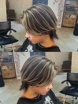 オーバー 町田店(OVER)&nbsp;センターパート メンズハイライト メンズバレイヤージュ