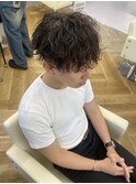 ニュアンスカラーダークアッシュ波巻きスパイラル