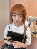 ぱつっとボブ × オレンジ