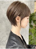 ◎前下がりショートボブハンサムショートカットカラーパーマケア