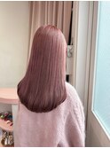サーモンピンク　ピンクヘア　ピンクベージュ　ガーリー