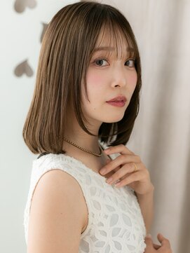 顔周りレイヤーミディアム小顔艶感ストレートY北浦和20代30代