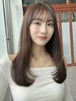 バイオレットジェム(Violet`jem)&nbsp;内巻きワンカールレイヤーカットモカブラウン顔周りカットKEー17