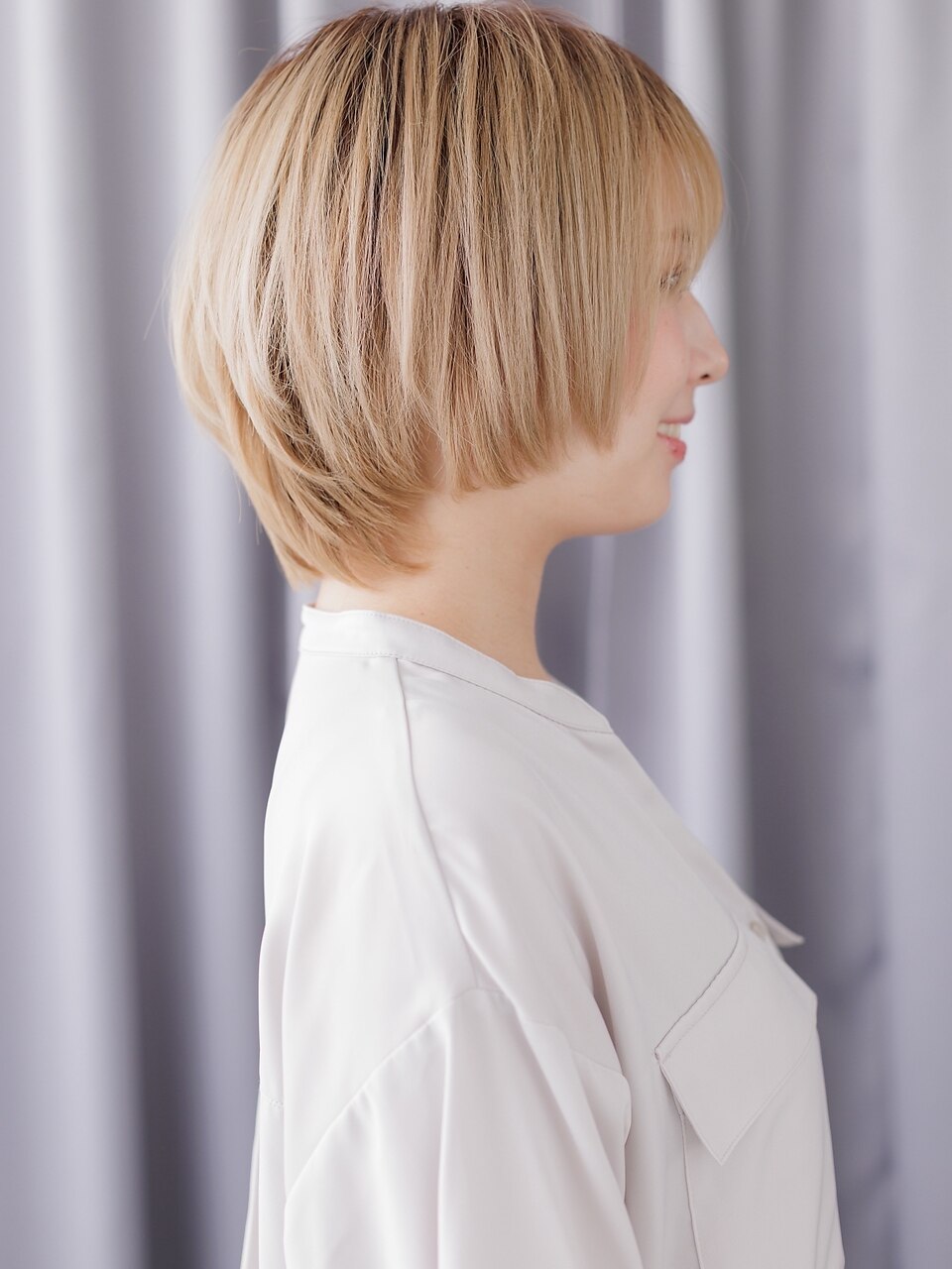 小顔ナチュラルショート韓国風アンブレラカラーbs2上尾20代30代