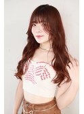 韓国風カール_ブリーチなしレッドブラウン_ロング[東陽町]