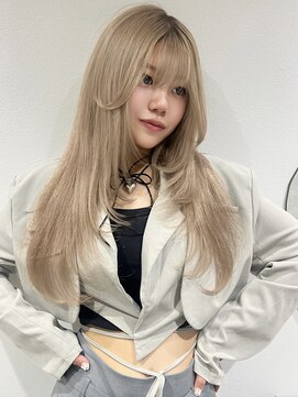 アイトーキョーエス 渋谷(AI TOKYO S) シャギーレイヤーミルクティーベージュ顔まわりオージュア渋谷