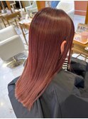 ピンクブラウン 切りっぱなし トリートメントストレート