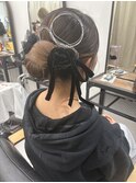 卒業式ヘアセットシンプルローシニヨン