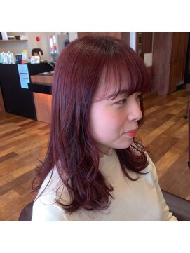 美容室ヒラトヤ 仙北店 20代30代40代無造作カールシースルーバングヘア×テラコッタ