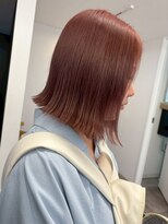 ミュラ(mulah)&nbsp;ブリーチ暖色カラーピンクオレンジ＊切りっぱなしミディアムボブ