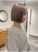ベージュ/ボブ/ハイトーン