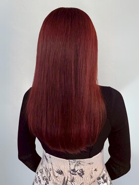 レッドカラー ブリーチ ハイトーンカラー 髪質改善 艶髪 20代