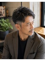 MEN's Baguz MEN'Sカット/ MEN'Sパーマ/ MEN'Sカラー 大人メンズツーブロック×刈り上げ束感パーマビジネススタイル