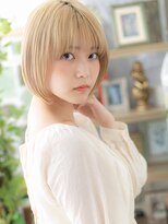 カバーヘア イヴ 戸頭店(COVER HAIR EVE)&nbsp;■ハイトーンカラーホワイトブロンド丸みボブ401戸頭10代20代