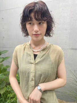 リブロ 三軒茶屋(LIBRO) 美髪ワイドバングパーマ 切りっぱなしボブショートボブ
