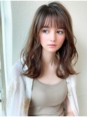 シャギーレイヤー韓国ワンホンヘアシースルーぱっつん前髪
