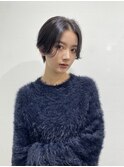 前下がり切りっぱなしミニボブシースルーバング黒髪